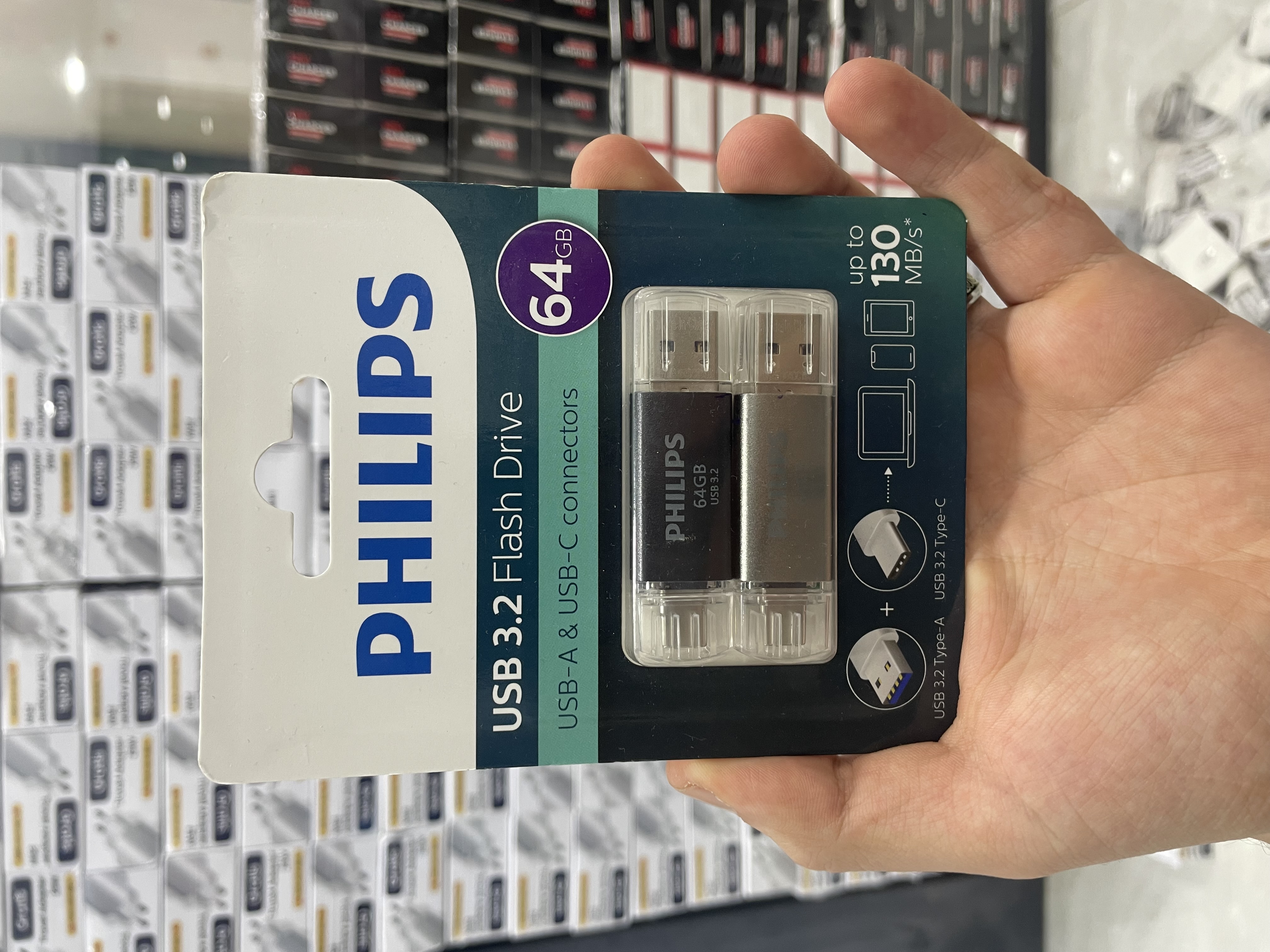 فلاش ديسك Philips 64GB USB 3.2 Dual Drive الأصلي (Type-A & Type-C)