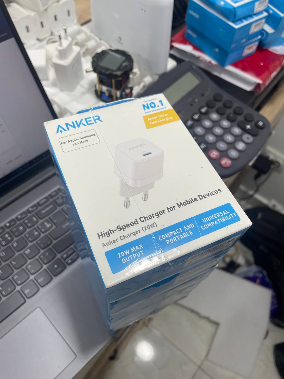 اك 5 قطع - شاحن Anker 20W High-Speed Charger الأصلي – أبيض