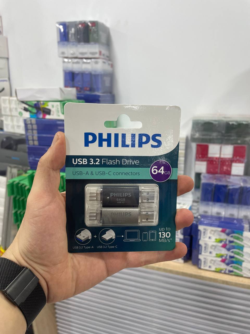 فلاش ديسك Philips 64GB USB 3.2 Dual Drive الأصلي (Type-A & Type-C)